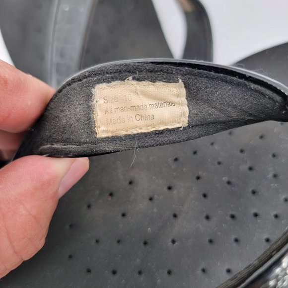Volatile Size 10 Thong Sandals Womens Crocodile Print Flip Flops Wedge Black - Picture 8 of 8